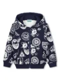 Kenzo Kids travel print zipped hoodie - Blue