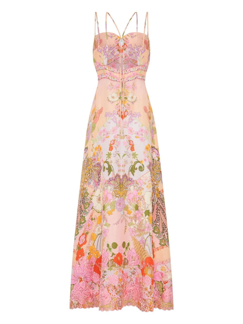 Camilla floral-print ruched-detail maxi dress - Roze