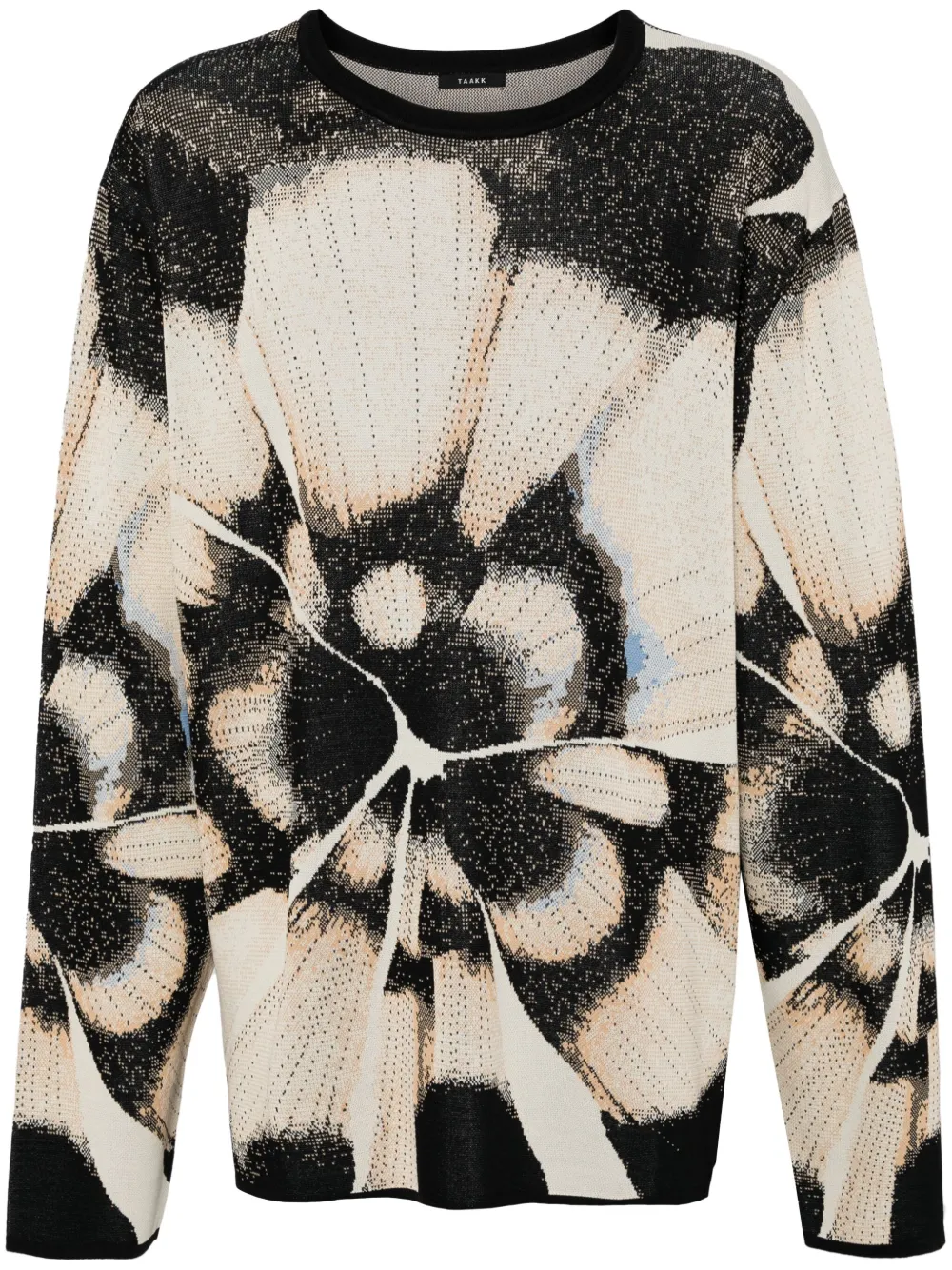 Taakk pull à fleurs en intarsia | tons neutres | Image 1