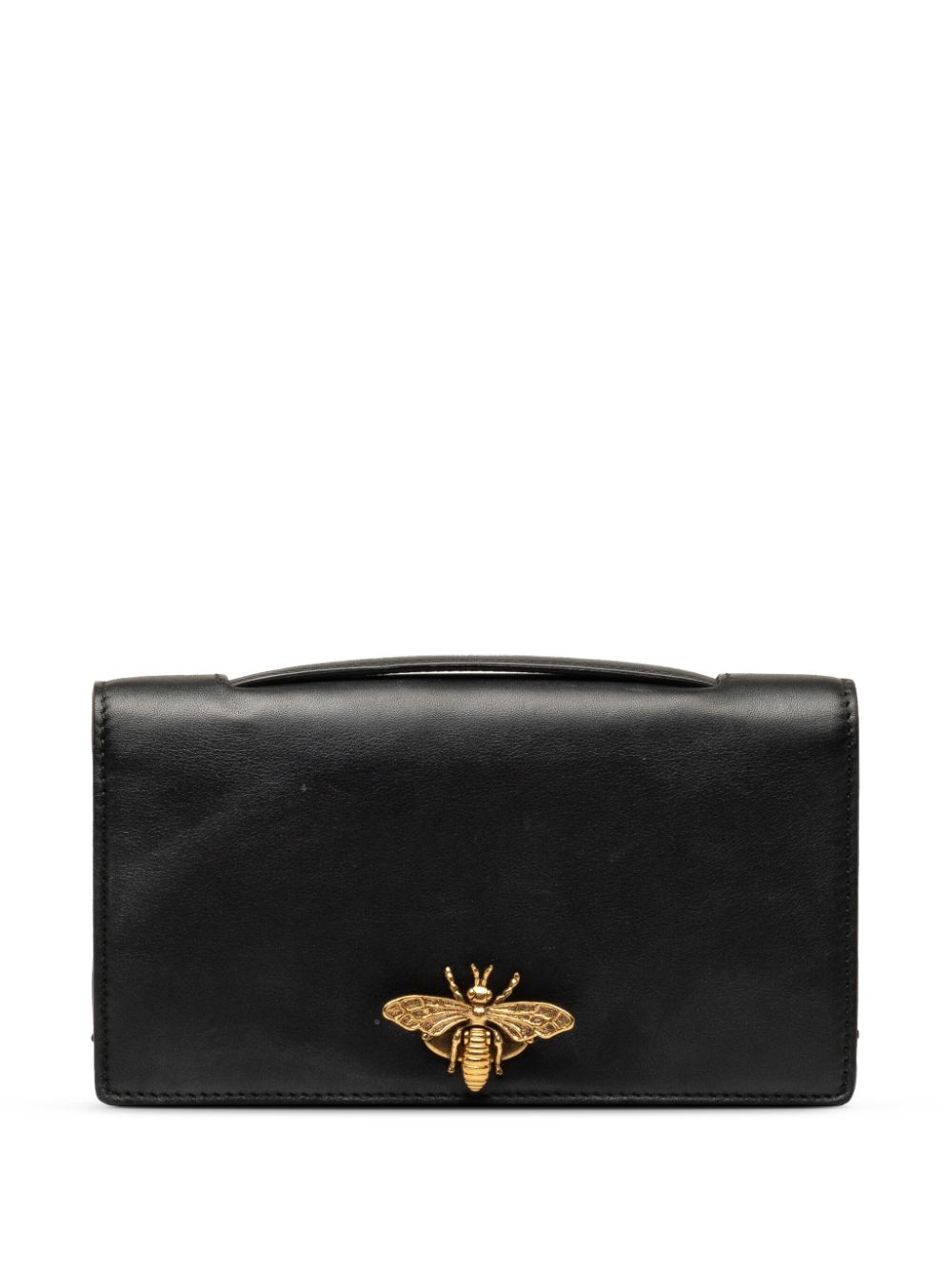 Pre-owned Dior 2017 Leather Bee Clutch Bag In Black