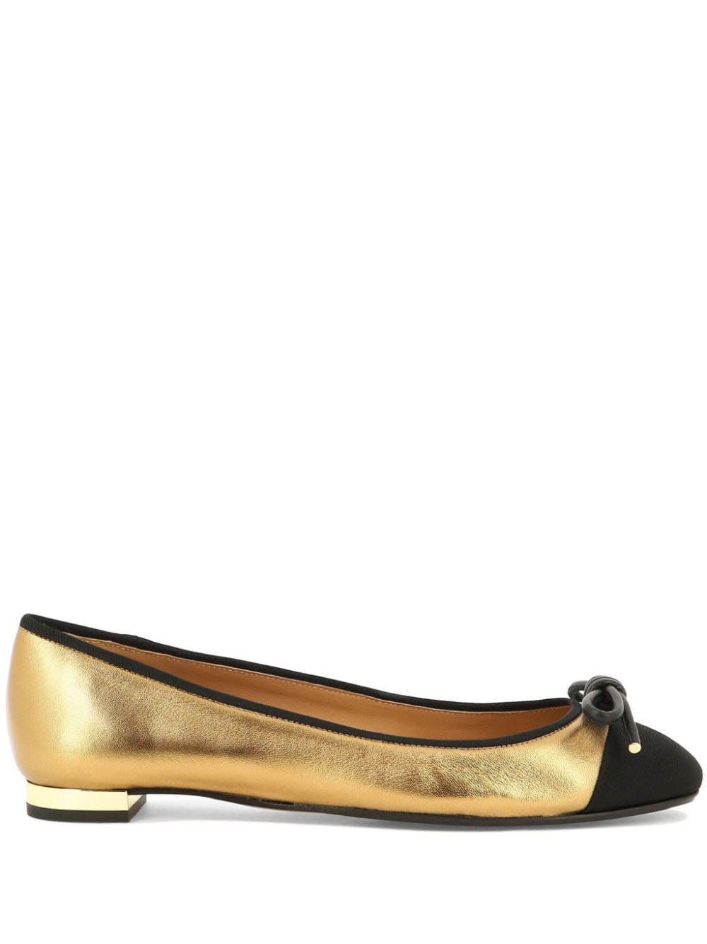 Shop Aquazzura Parisina Leather Ballerina Shoes In Gold