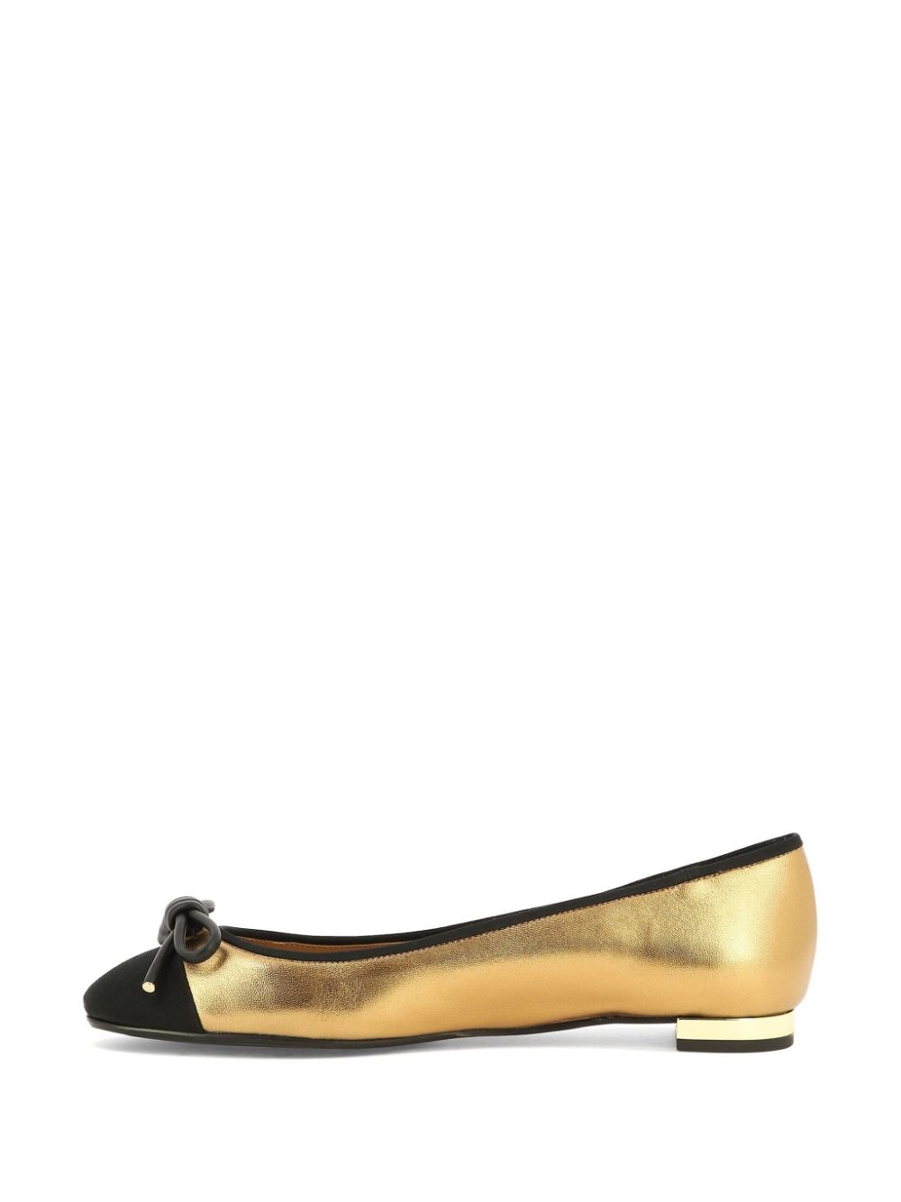 Shop Aquazzura Parisina Leather Ballerina Shoes In Gold