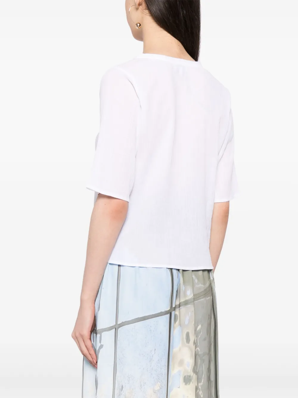 Agnès B. Solaine V-neck Cotton T-shirt In White