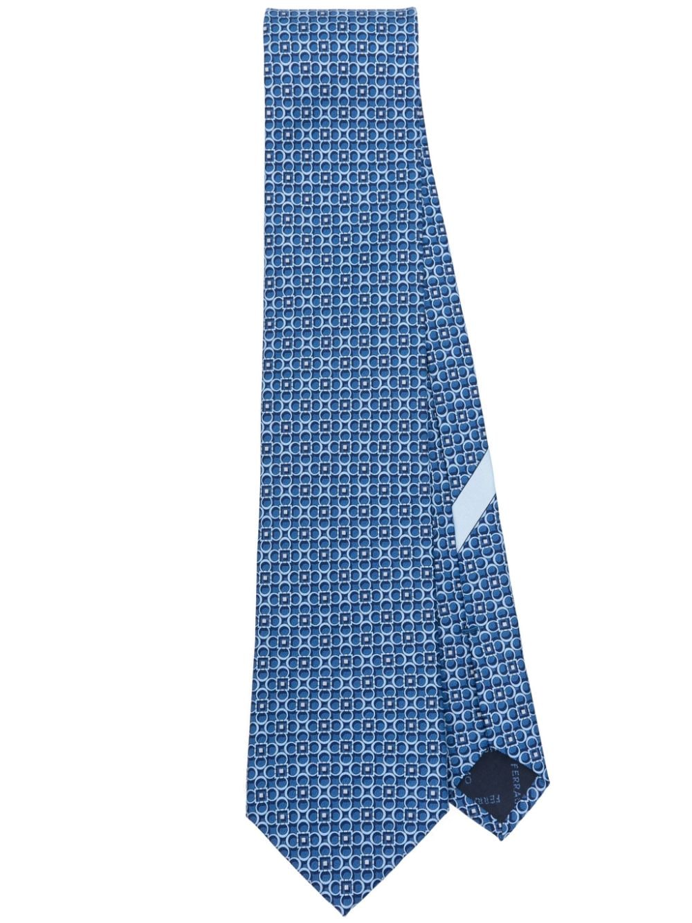 Ferragamo patterned-jacquard silk tie Blauw