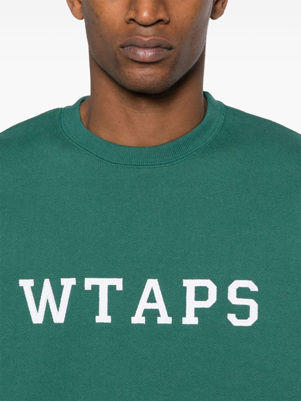 Shop Wtaps Academy Cotton Sweatshirt In Green