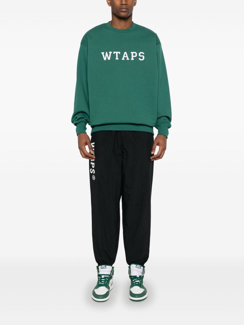 Shop Wtaps Academy Cotton Sweatshirt In Green