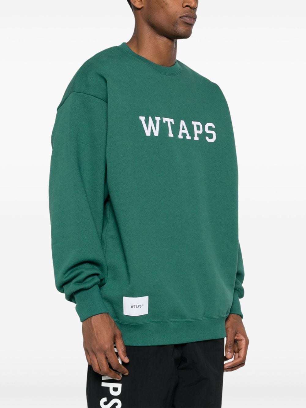 Shop Wtaps Academy Cotton Sweatshirt In Green