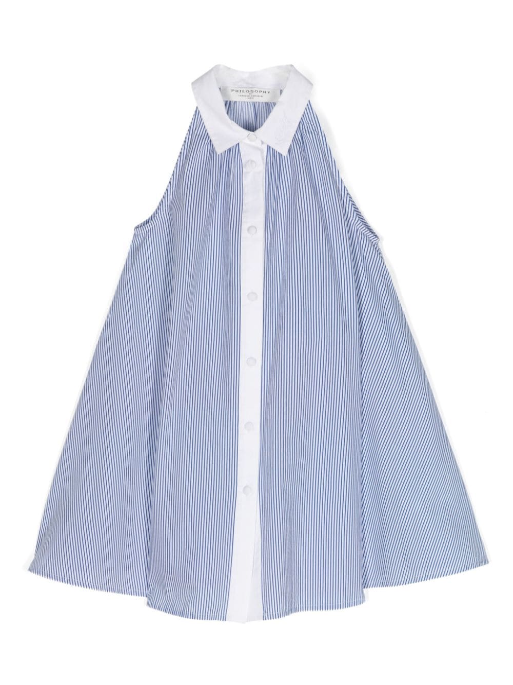 Philosophy Di Lorenzo Serafini Kids sleeveless striped cotton dress Blauw