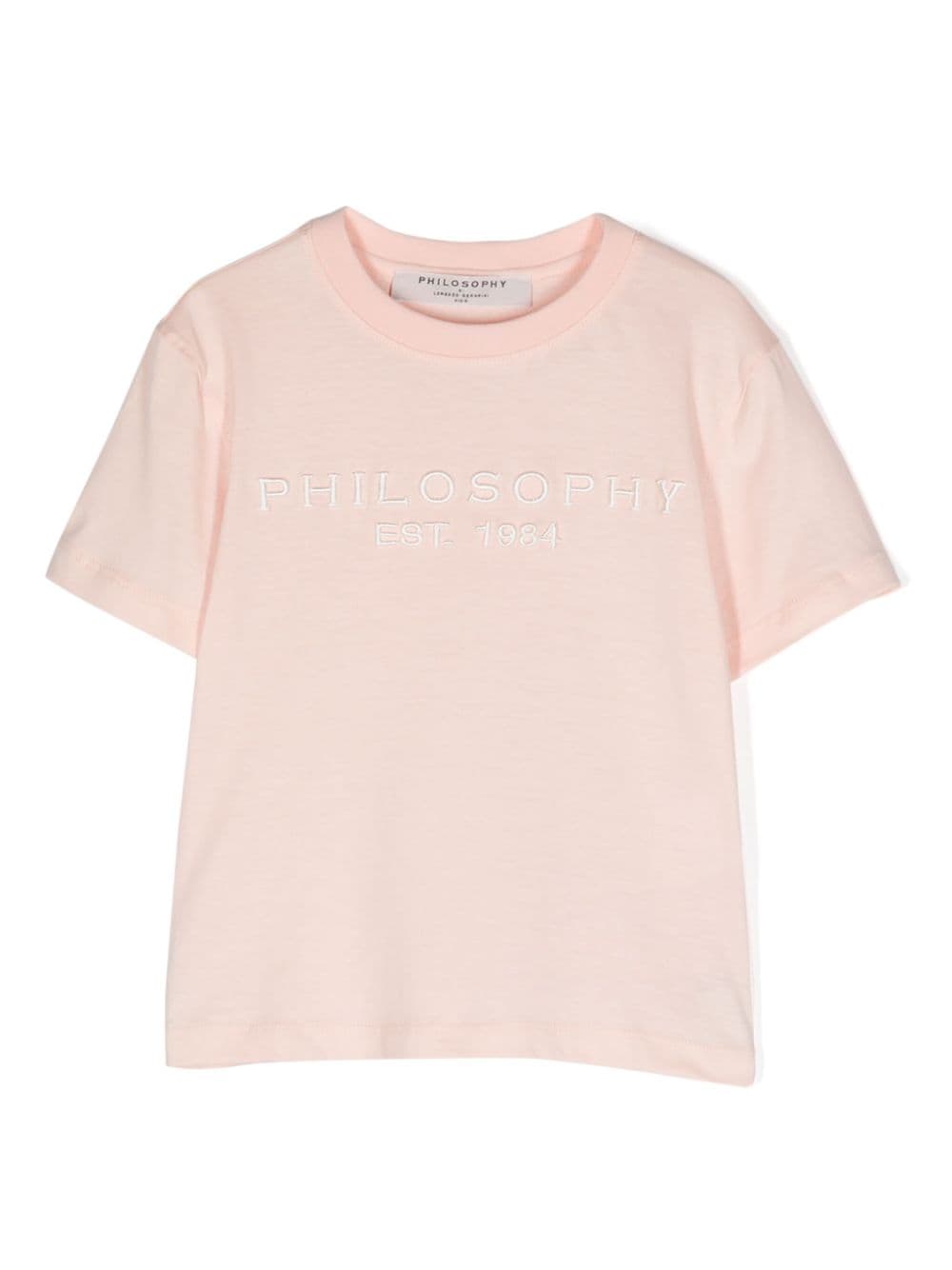 Philosophy Di Lorenzo Serafini Kids' Logo-embroidered Cotton T-shirt In Rosa