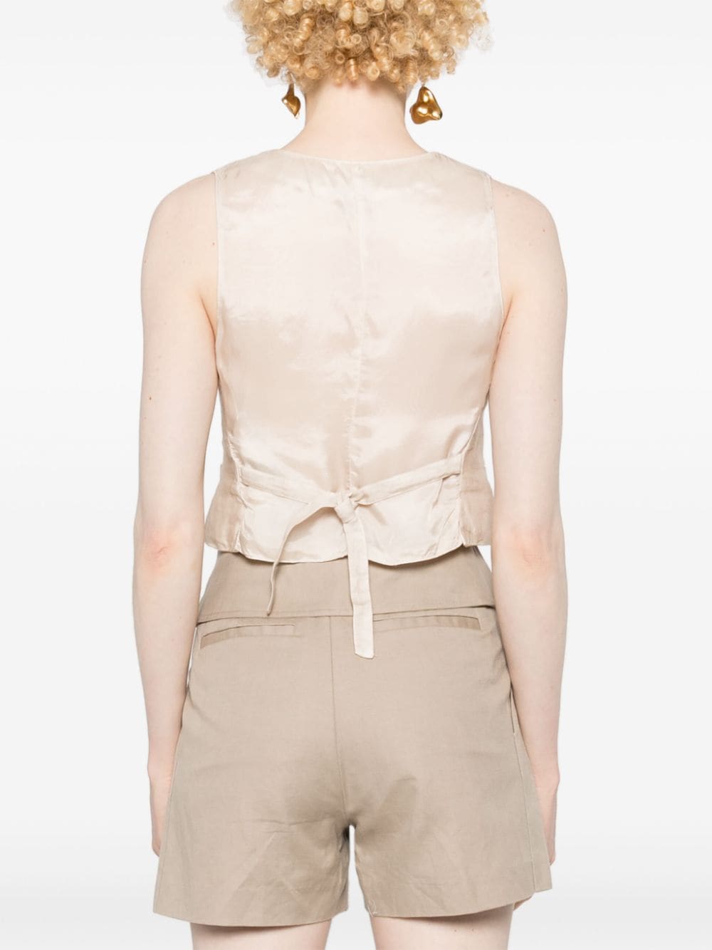 Shop 120% Lino Single-breasted Linen Gilet In Neutrals