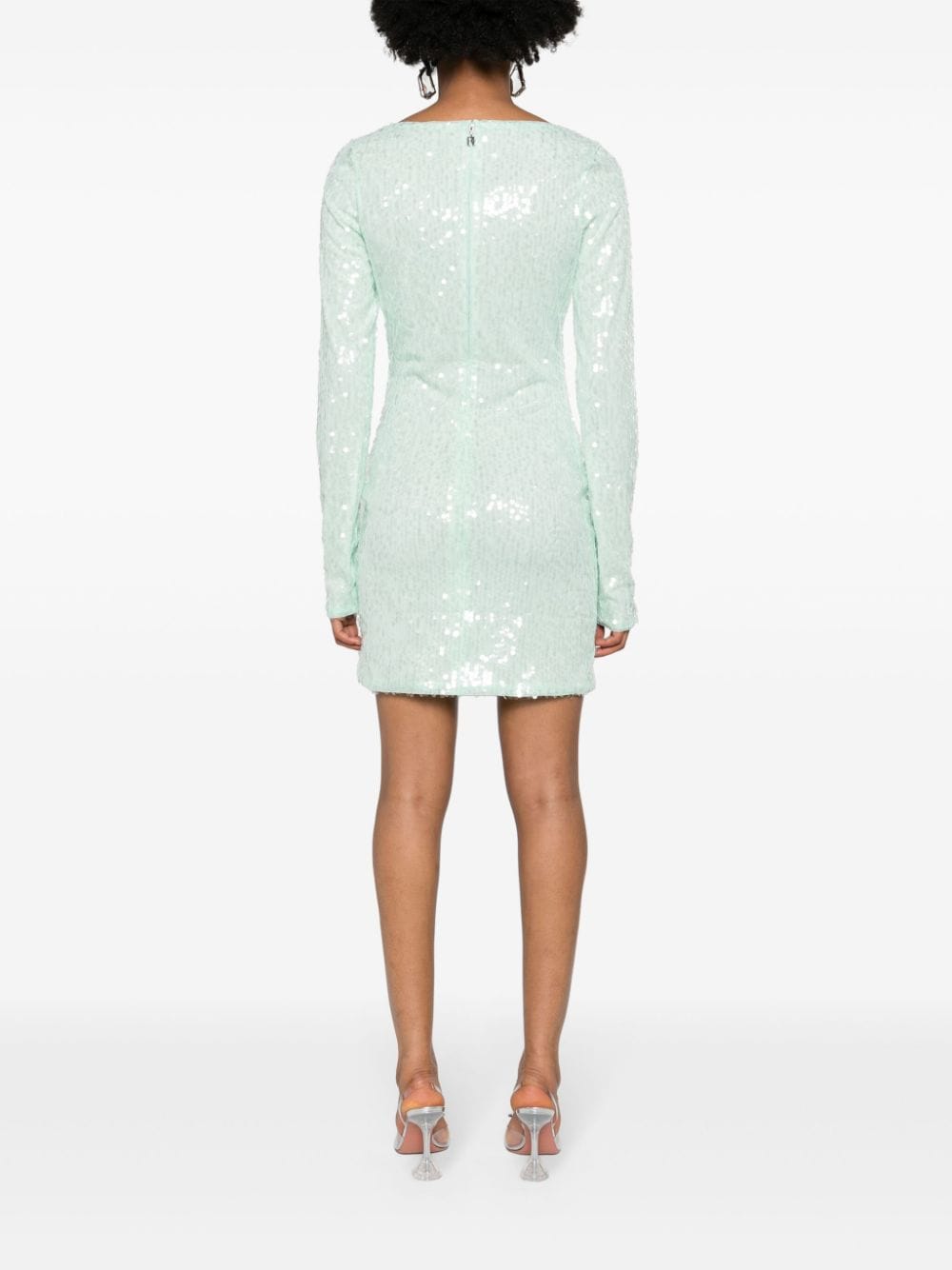 Shop Rotate Birger Christensen Sequinned Scoop-neck Minidress In Green