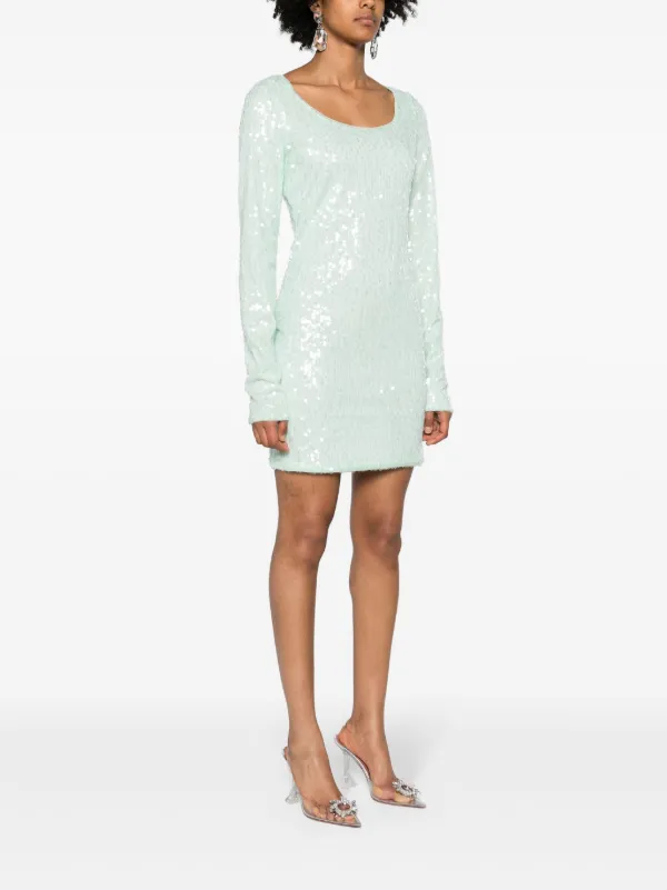 ROTATE BIRGER CHRISTENSEN Sequinned scoop-neck Minidress Green