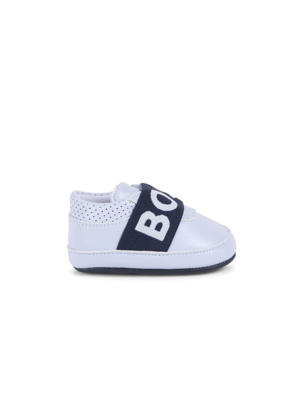 BOSS Kidswear Leren babyschoentjes met logobandje - Wit