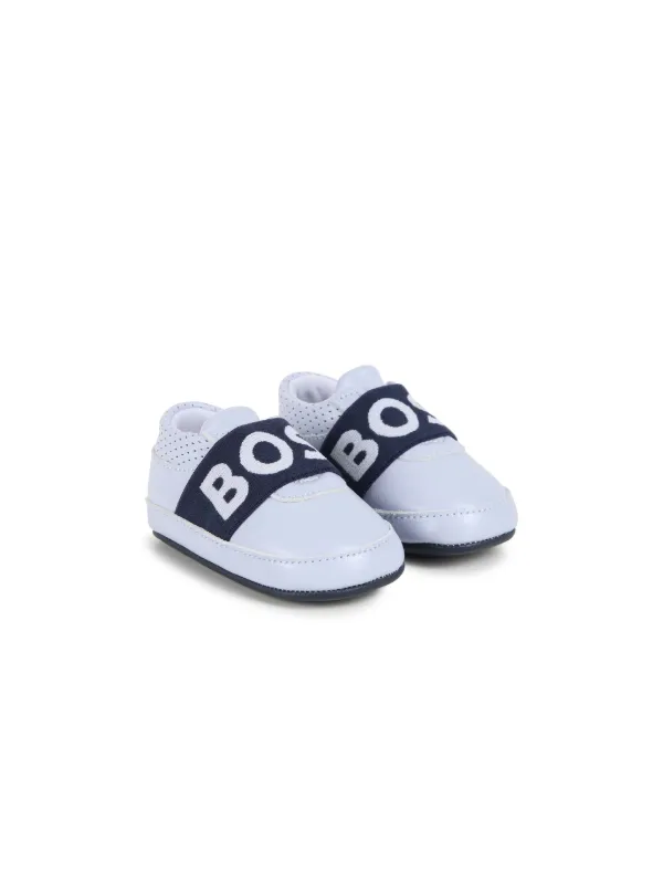 BOSS Kidswear logo strap Leather pre walkers Farfetch