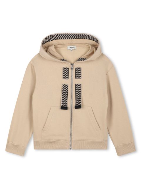 Lanvin Enfant logo-embroidered zip-up hoodie