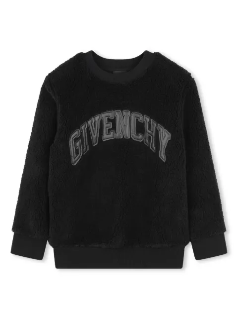 Givenchy Kids logo-patch faux-shearling sweatshirt
