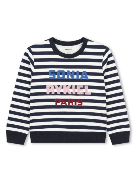 SONIA RYKIEL ENFANT logo-lettering striped sweatshirt