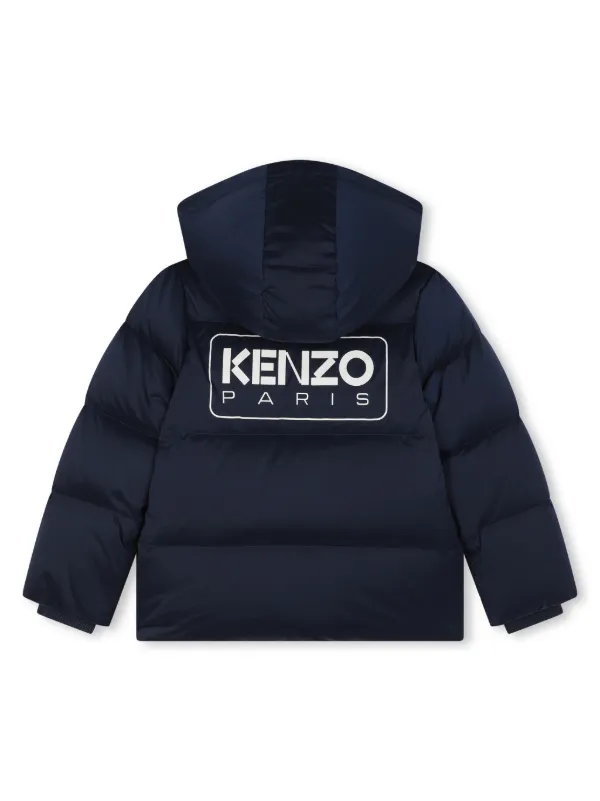 Kenzo Kids water repellent Hooded Puffer Jacket Blue FARFETCH