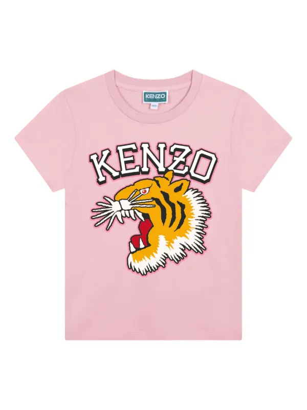 KENZO ピンク 半袖Tシャツ ロゴ刺繍 トップス