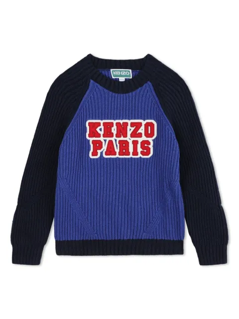 Kenzo Kids Suéter color block com logo bordado