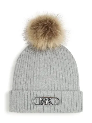 Micheal Michael Kors Gray Pom-Pom Knit Beanie Michael Kors Cable-Knit Beanie Cuff Hat with | Mercari main image 3