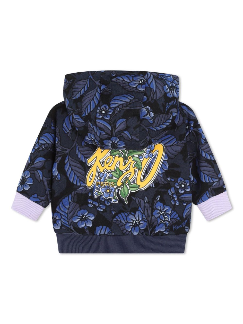 Kenzo Kids Hoodie met bloemenprint - Blauw