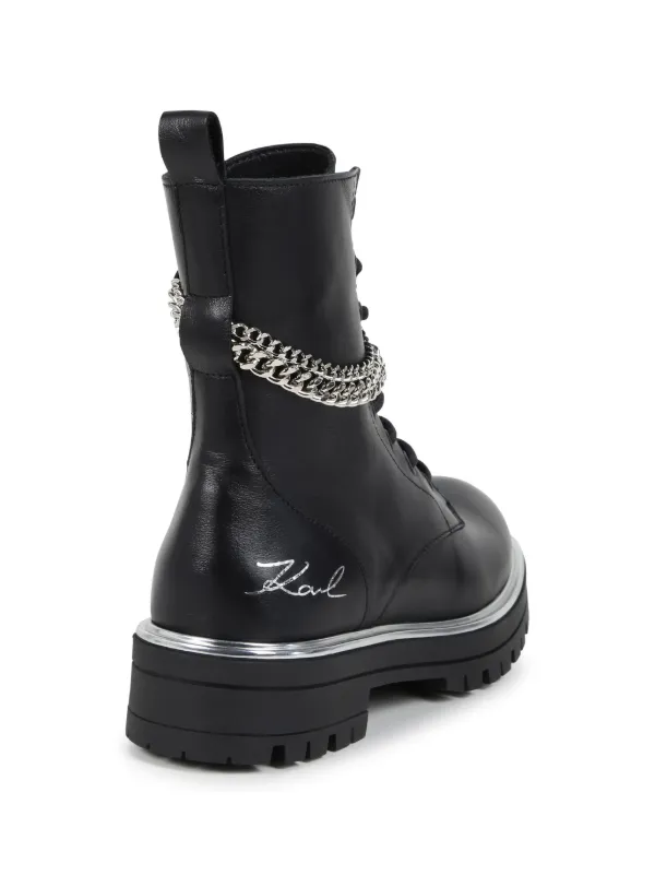 Karl Lagerfeld Kids chain link Leather Ankle Boots Black FARFETCH TR