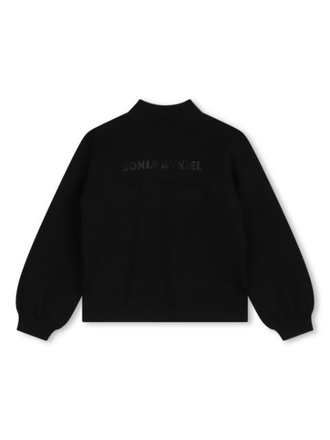 SONIA RYKIEL ENFANT rhinestone-logo high-neck sweatshirt