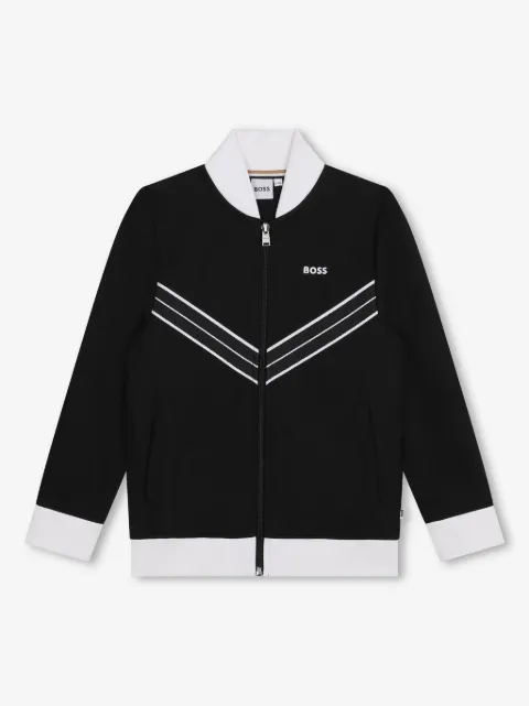 BOSS Kidswear cárdigan con cierre y motivo de rayas