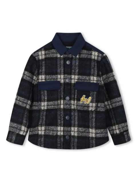 Kenzo Kids logo patch checkered overshirt