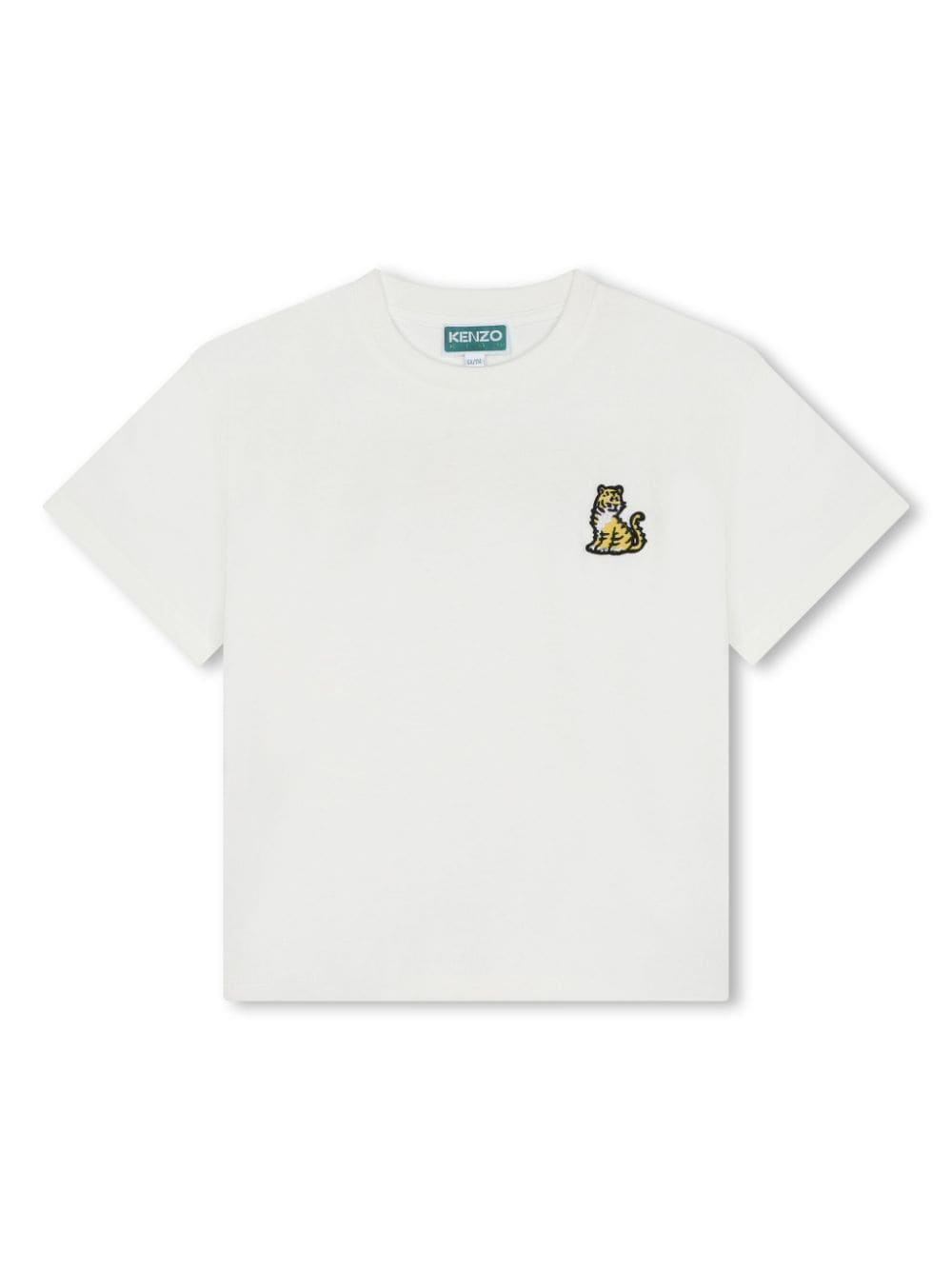 Kenzo Kids' Tiger-appliqué Cotton T-shirt In White