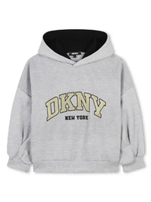 Sweat à Capuche Fille DKNY Avec Paillettes - Gris - Taille M - Manches Longues