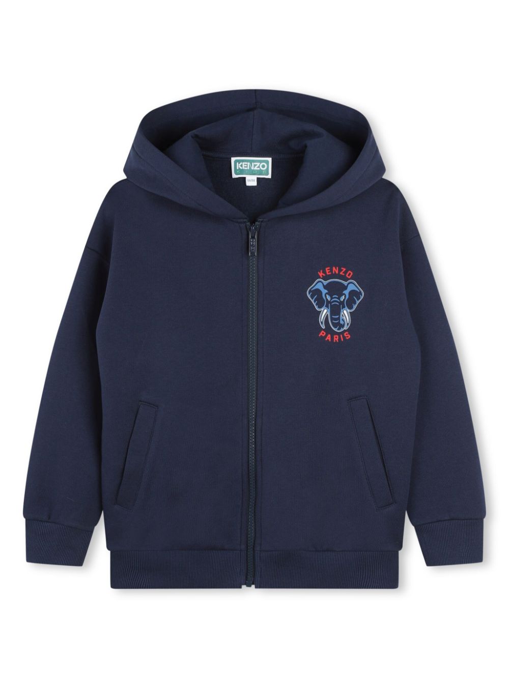 Kenzo Kids elephant-print zip-up hoodie - Blue