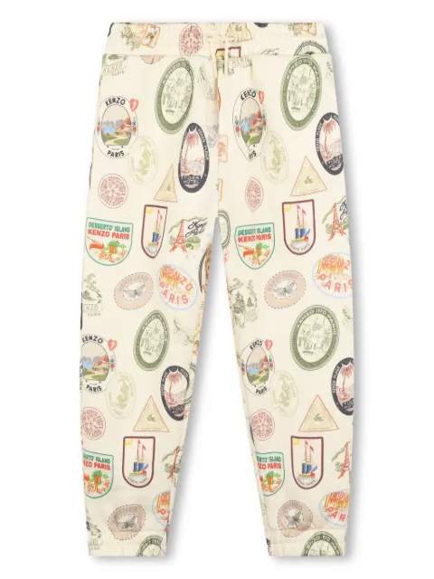 Kenzo Kids all-over print cotton jogging trousers