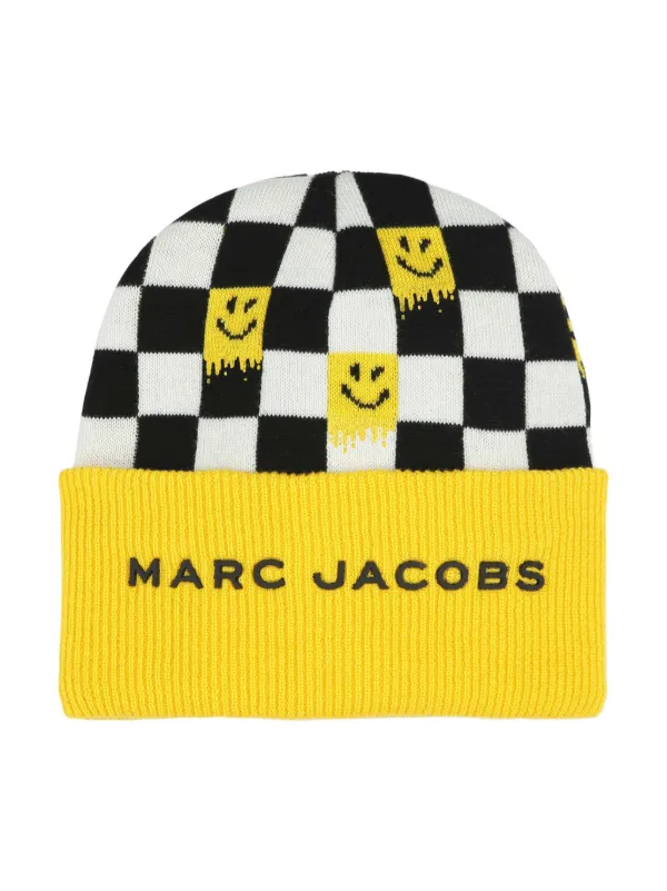 Marc Jacobs Kids check-pattern ribbed-knit Beanie Yellow