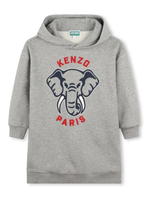 Kenzo Kids vestido estilo hoodie con elefante estampado