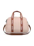 Chloé Kids logo-strap corduroy changing bag - Pink