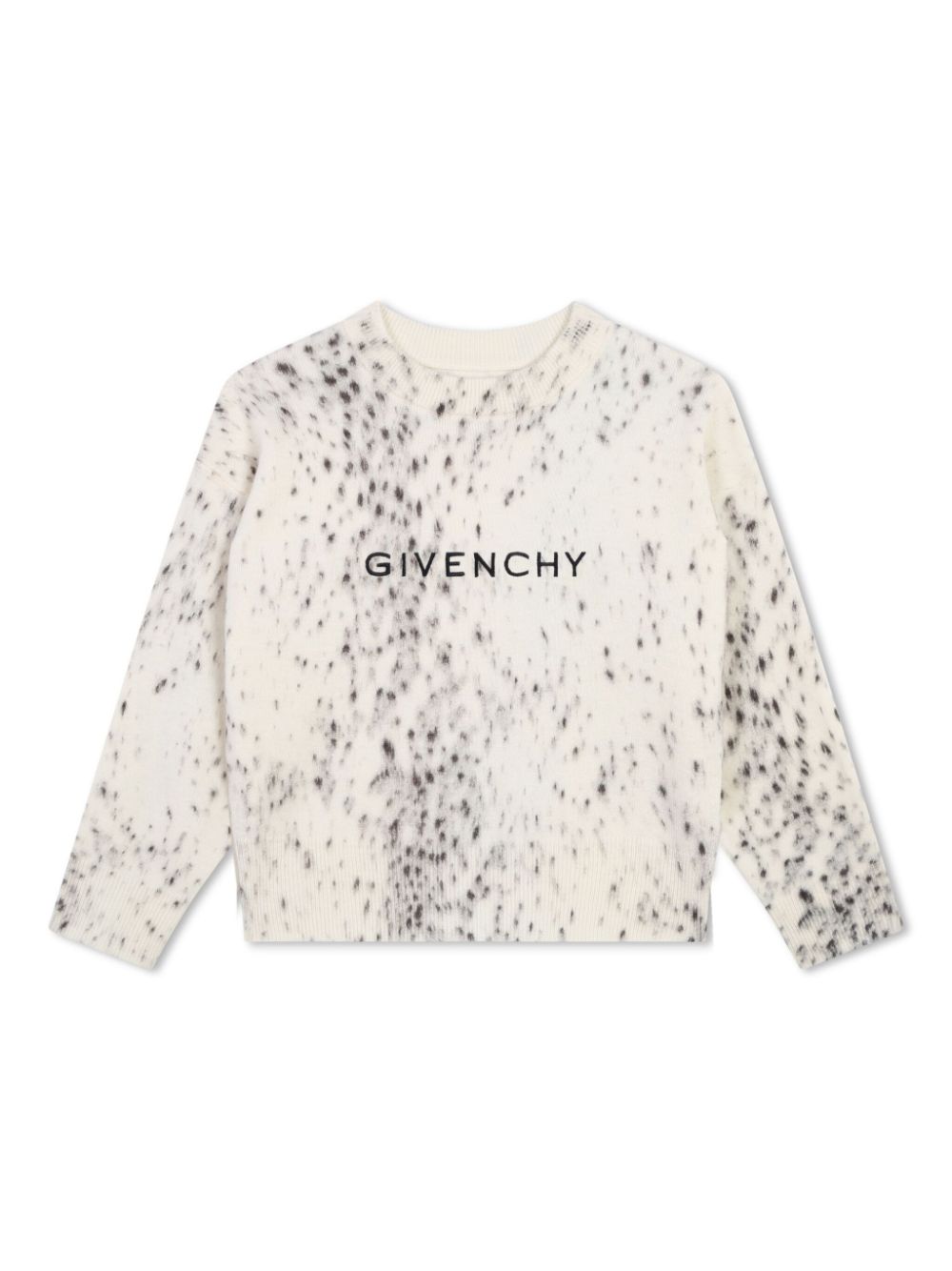 Givenchy Kids logo-embroidered animal-print jumper - Neutrals