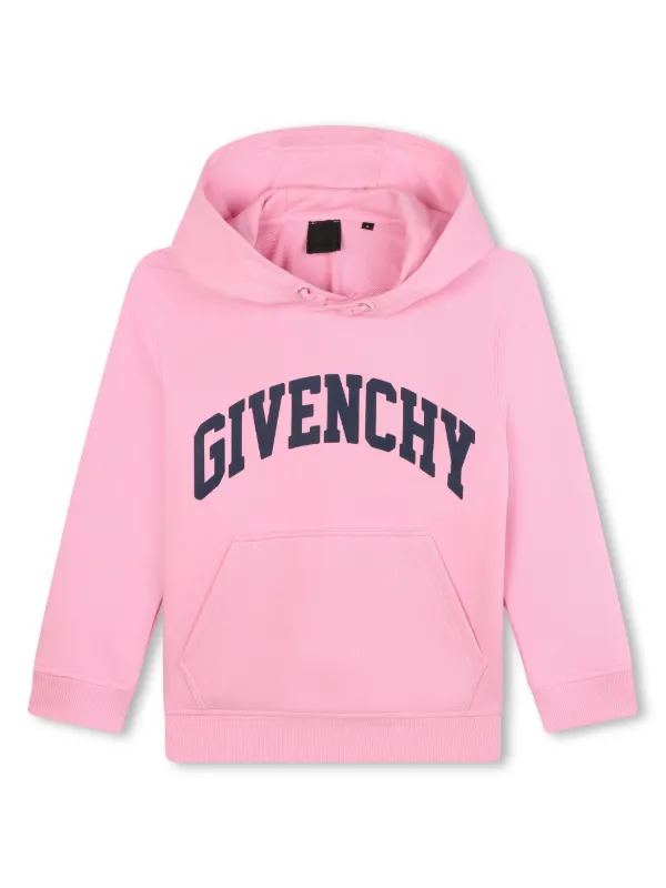 Givenchy Kids logo print Drawstring Hoodie Pink FARFETCH