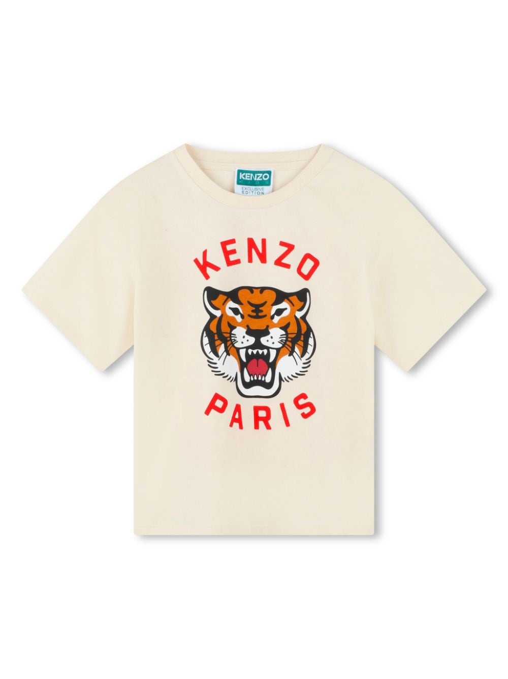 Kenzo Kids T-shirt met grafische print Beige