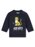 Kenzo Kids tiger-print cotton sweatshirt - Blue