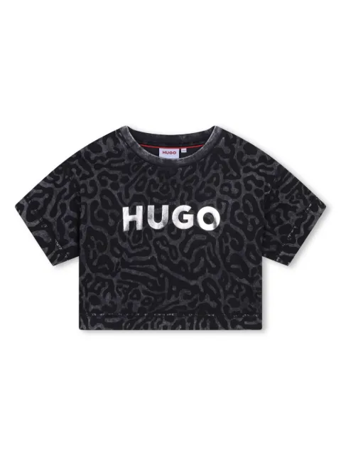 HUGO KIDS logo-print cropped T-shirt