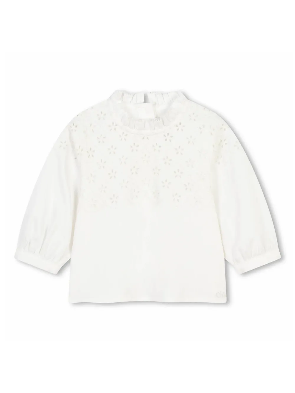 Chloé Babies' Ruffle-collar Organic Cotton Sweatshirt In White