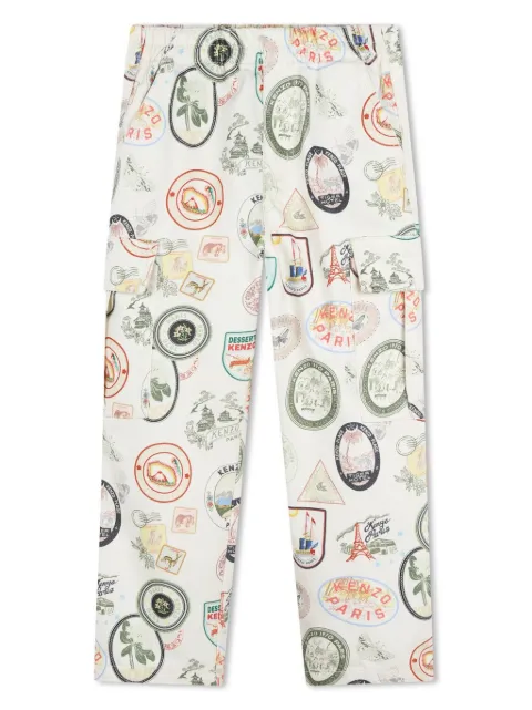 Kenzo Kids stamp-print cotton cargo trousers