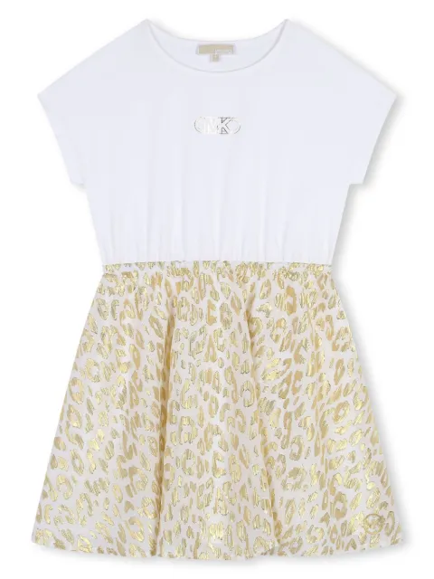 Michael Kors Kids panelled leopard-print dress
