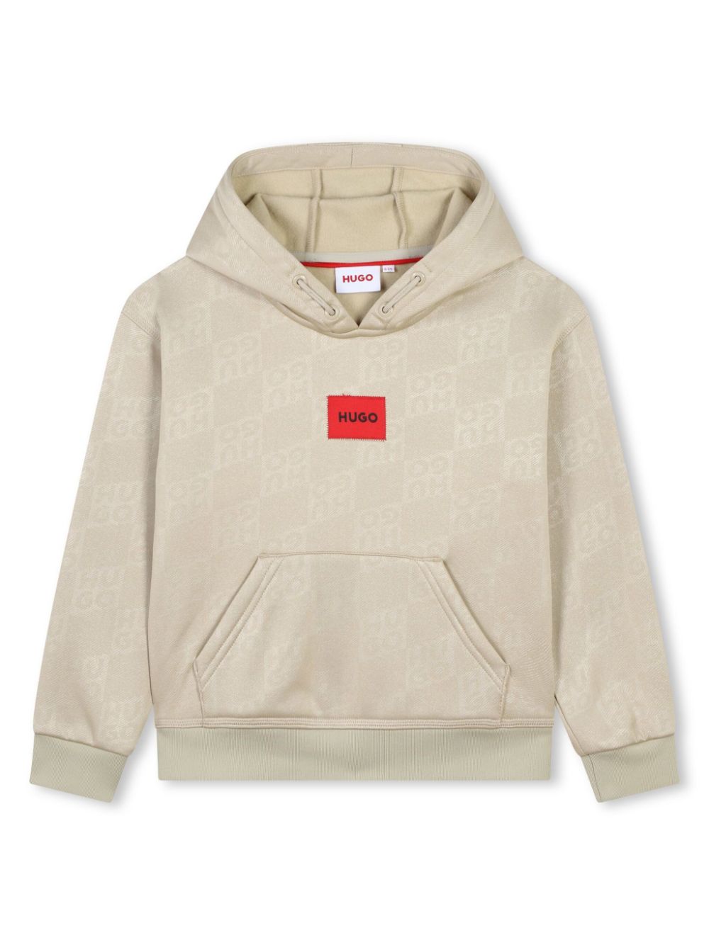 HUGO KIDS Hoodie met monogram-print Beige