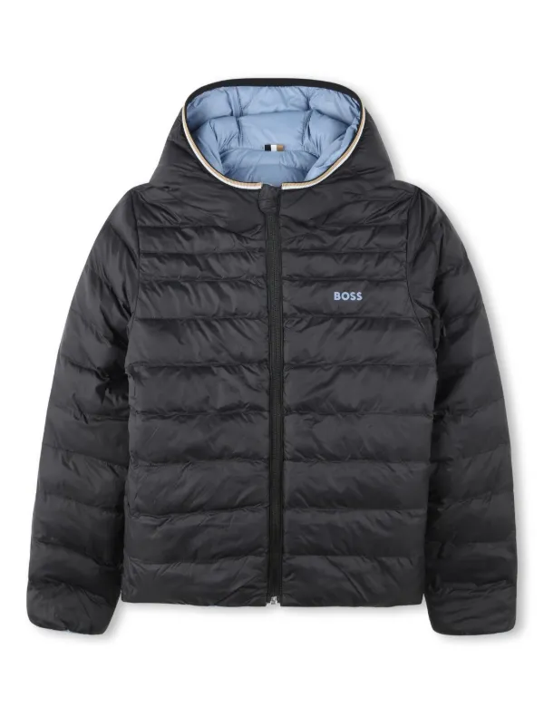 BOSS Kidswear Reversible Puffer Jacket Grey FARFETCH IN