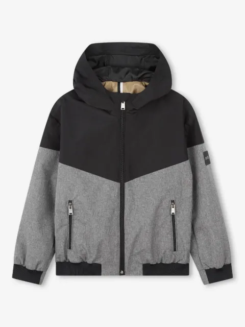 BOSS Kidswear logo-appliqué hooded windbreaker