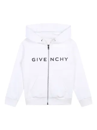 GIVENCHY ホワイト ロゴ パーカー Givenchy Kids logo-print zip-up Hoodie | White | FARFETCH