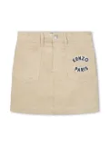 Kenzo Kids logo-appliqué corduroy skirt - Neutrals